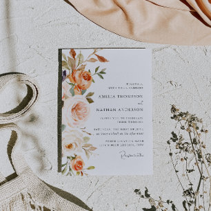 Invitación Boda floral botánica de melocotón rosado