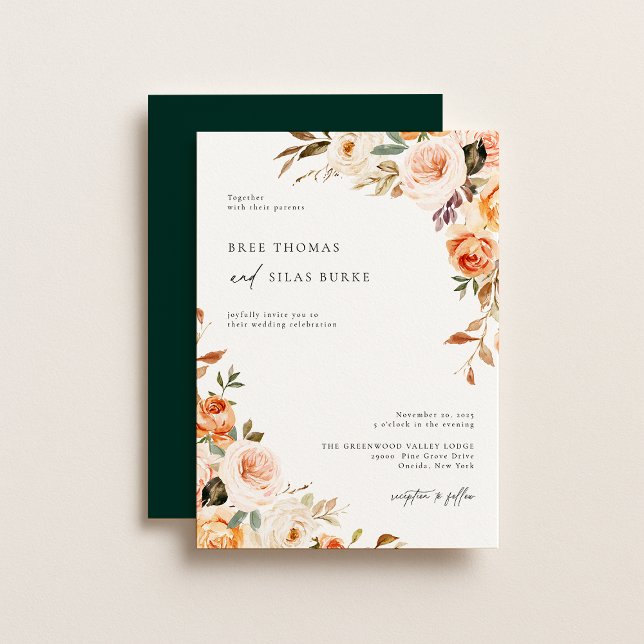 Invitación Boda floral botánica de otoño terroso (Subido por el creador)