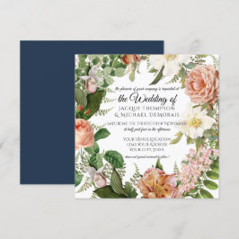 Invitación Boda floral botánica del vintage de marfil de