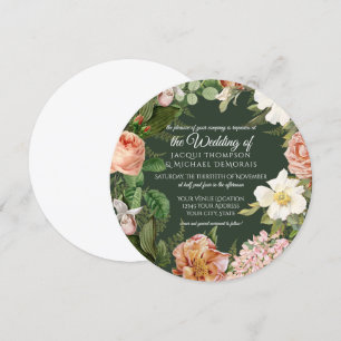 Invitación Boda floral botánica del vintage del rosa blanco