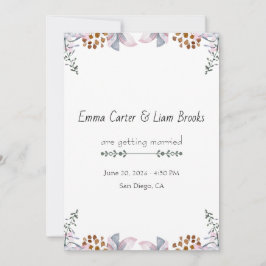 Invitación Boda floral botánica elegante al acuarela