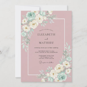 Invitación Boda floral botánica elegante malva