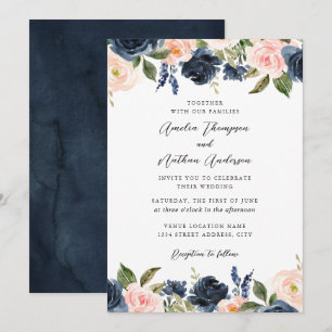 Invitación Boda floral botánica elegante rosa palo de rosa na
