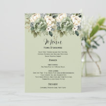 Boda floral botánica en verde salvia | Menú