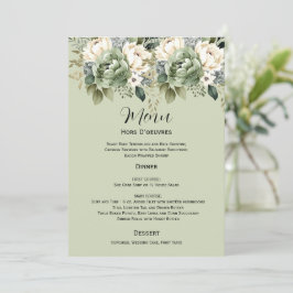 Invitación Boda floral botánica en verde salvia | Menú