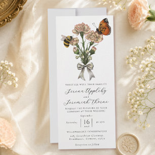 Invitación Boda floral botánica minimalista con lazo