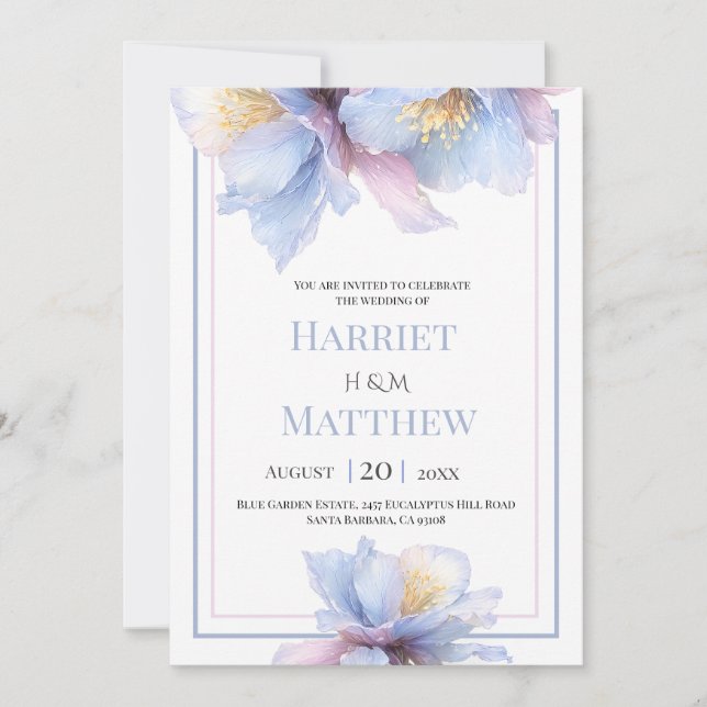 Invitación Boda Floral Botánica Pastel Artística (Anverso)