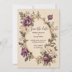 Invitación Boda floral botánica púrpura de cuento de hadas me