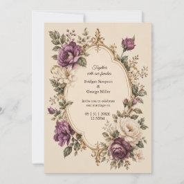 Invitación Boda floral botánica púrpura de cuento de hadas me