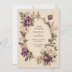 Invitación Boda floral botánica púrpura de cuento de hadas me