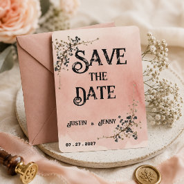 Invitación Boda floral botánica rosa polvorienta