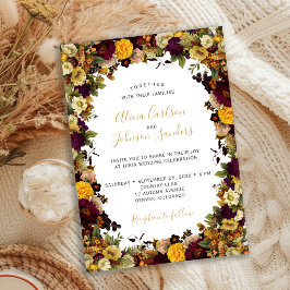 Invitación Boda floral botánica rústica de otoño
