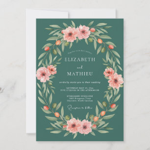Invitación Boda Floral Botánica Turquesa