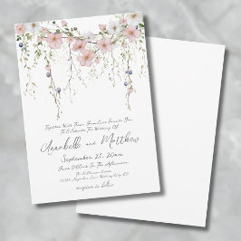 Invitación Boda floral botánico de color rosa Rubor