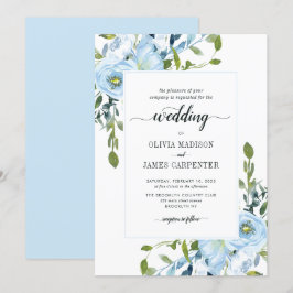 Invitación Boda floral botánico de la Marina Azul de Luz Mode