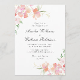 Invitación boda floral botánico de oro y rosa