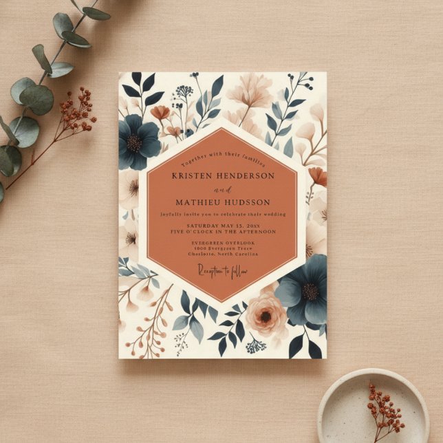 Invitación Boda Floral Botánico de Terracota (Subido por el creador)