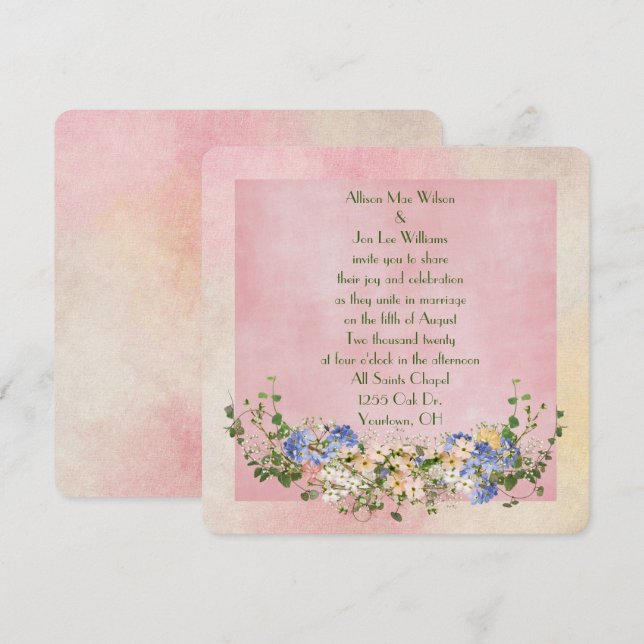 Invitación Boda Floral Bouquet (Anverso / Reverso)