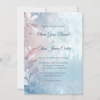 Invitación Boda floral brillante de vidrio etéreo moderno