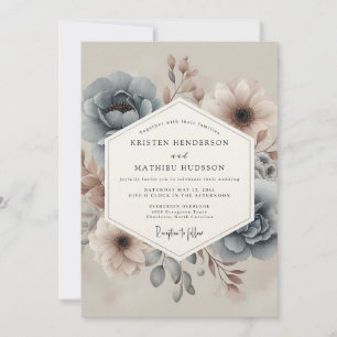 Invitación Boda Floral Brumosa en Pizarra