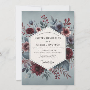 Invitación Boda Floral Burgundy Moody Bloom