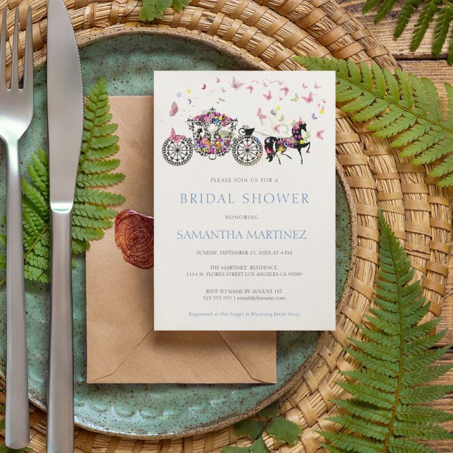 Invitación Boda floral Caballo Carrito Mariposas Brigada (Subido por el creador)