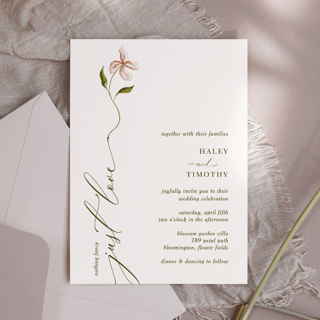 Invitación Boda floral caligrafía minimalista (Subido por el creador)