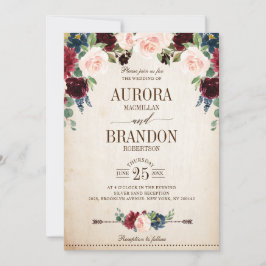 Invitación Boda floral campestre de la Marina de Borgoña