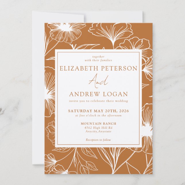 Invitación Boda floral caprichosa (Anverso)