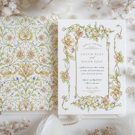 Invitación Boda floral caprichoso Pastel Rococo