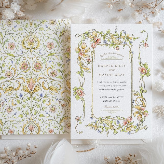 Invitación Boda floral caprichoso Pastel Rococo (Subido por el creador)