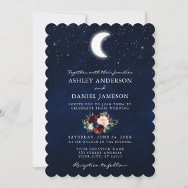 Invitación Boda floral celeste de la Luna y las Estrellas
