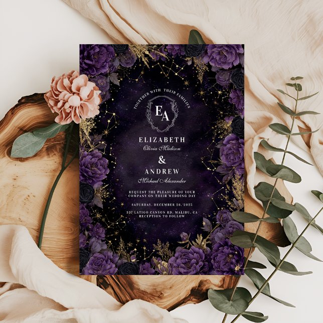 Invitación Boda floral Celestial Nocturno (Subido por el creador)