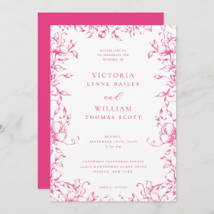 Invitación Boda floral Cerise Pink Garden