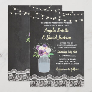 Invitación Boda floral Chalk Lace Floral Jar Lights Invitan