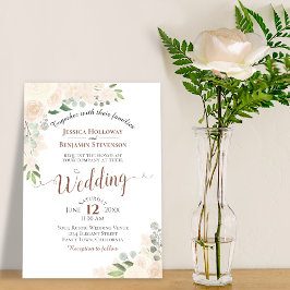 Invitación Boda floral champagne Rubor Watercolor