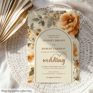Invitación Boda Floral Chic Boho Terracota Marfil Sage