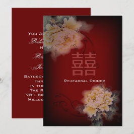 Invitación boda floral china antigua peonía de burdeos