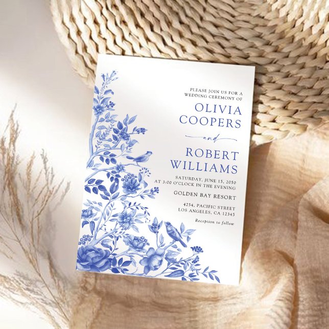 Invitación Boda Floral Chinoiserie de Porcelana Azul (Subido por el creador)