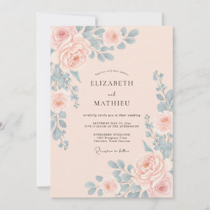Invitación Boda Floral Cielo Rosado