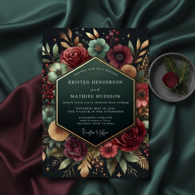 Invitación Boda Floral Ciruela Profunda Opulenta (Subido por el creador)