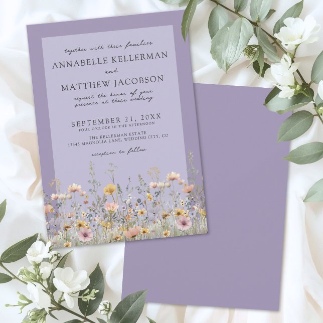 Invitación Boda Floral Clásica de Flores Silvestres de Lavand (Classic Lavender Wildflower Floral Wedding Invitation )
