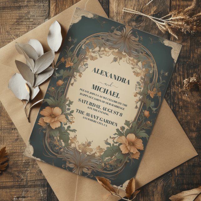 Invitación Boda floral clásico de estilo antiguo Art Nouveau (Subido por el creador)