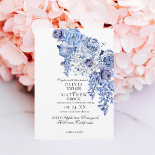 Invitación Boda Floral Clásico de Navy Elegant