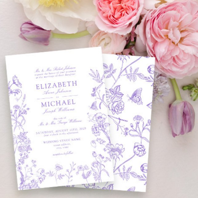 Invitación Boda floral clásico Lilac Lavender Chinoiserie (Subido por el creador)