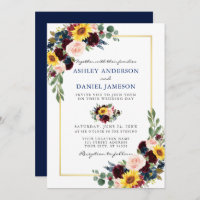 Boda floral color agua marco dorado azul