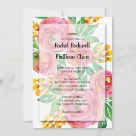 Invitación Boda floral color agua rosa