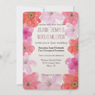 Invitación Boda floral color agua rosa bonito