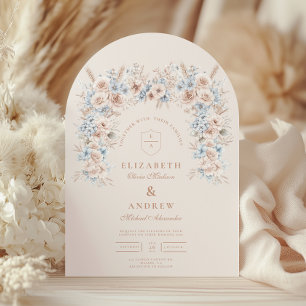 Invitación Boda floral color de agua rosa y azul de Rubor
