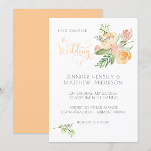 Invitación Boda floral color de agua rosado de color rosa Rub